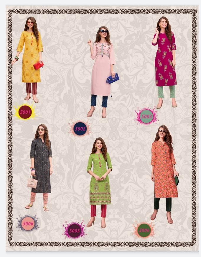 Fashionista 1 Ethnic Wear Rayon Designer Printed Kurtis With Bottom Collection
